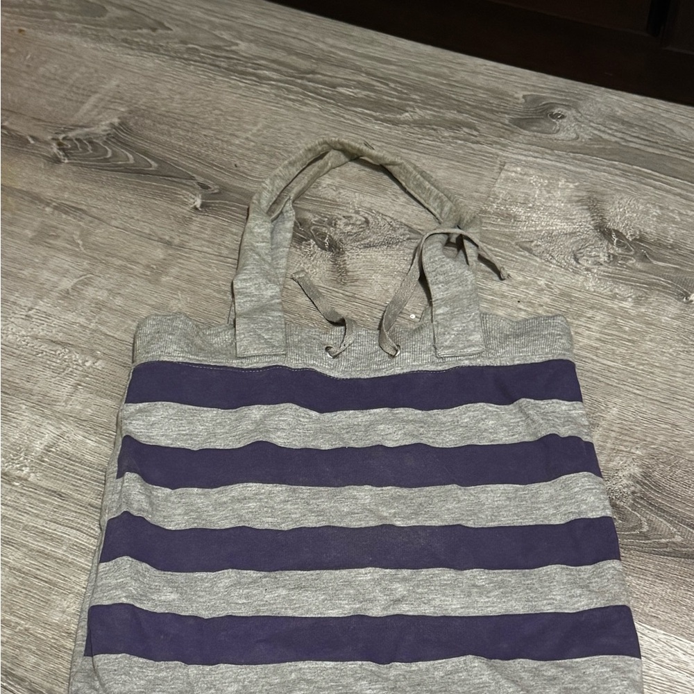 Striped Gray and Purple Tote Bag